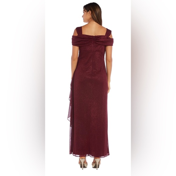 NWT R&M Richards Long Empire Waist Chiffon Gown w/ Cowl Bodice Size 10 - Picture 2 of 6